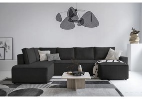 Colțar gri antracit extensibil cu tapițerie din catifea reiată (cu colț pe partea stângă /în formă de "U") Brave Dave – Miuform