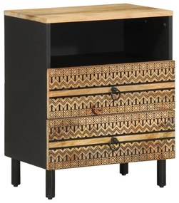 vidaXL Dulap de pat, negru, 50x33x62 cm, lemn masiv de mango brut