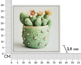 Mauro Ferretti Tablou Imprimat Pe Pânză Lacuită, Cu Ramă, Model ,,Borcan Cu Cactus" Înălțime 40 X Grosime 2,8 X Lățime 40 Cm | Aosom Romania