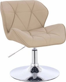 HR111N Scaun Crem Piele Ecologica Premium Soft cu Bază Cromata