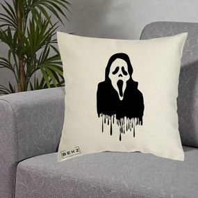 Perna Personalizata Halloween Ghostface Scream Picurand, 40x40 cm, Ecru, Husa Detasabila, Perna Inclusa, BEKZ®