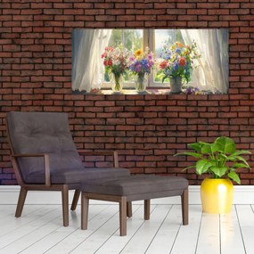 Tablou - Buchet la fereastră (120x50 cm)