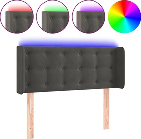 vidaXL Tăblie de pat cu LED, gri închis, 93x16x78/88 cm, catifea