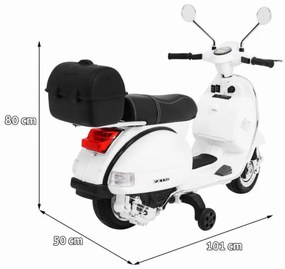 Motocicleta Electrica cu Acumulator Pentru Copii NOVOKIDS™ Vespa Premium Retro Scooter, Pornire la cheie, 3-8 ani, Max 30 kg, Cu Melodii si Lumini