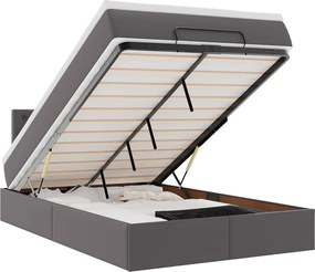 vidaXL Cadru de pat otoman cu saltea gri 120x200cm piele artificială