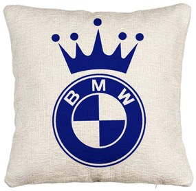 Perna Decorativa Canapea, Model Emblema BMW King, 40x40 cm, Cu fermoar