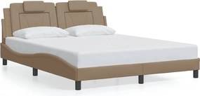vidaXL Cadru de pat, Viana, fără saltea, cappuccino, 160x200 cm, piele ecologică