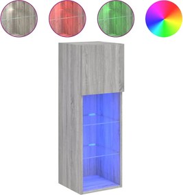 vidaXL Comodă TV cu lumini LED, gri sonoma, 30,5x30x90 cm