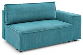 Modul pentru canapea albastru cu tapițerie din catifea reiată (cu colț pe partea dreaptă) Nihad modular – Bobochic Paris