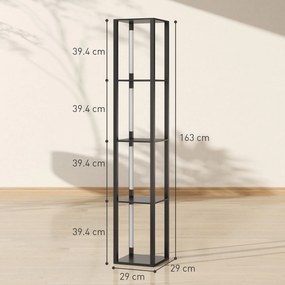 HOMCOM Lampă de Podea cu 4 Rafturi și 3 Luminozități Reglabile 29x29x163cm Negru | Aosom Romania