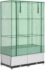 vidaXL Strat înălțat cu husă de seră, aspect ratan, 80x40x138 cm