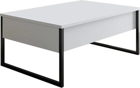 Masuta cafea Luxe, alb/negru, PAL/metal, 90x60x40 cm