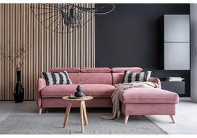 Colțar roz deschis extensibil cu tapițerie din catifea (cu colț pe partea dreaptă) Sweet Harmony – Miuform