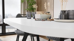 Mazzoni Masă ovală extensibilă EXPANSO Alb Mat / picioare negre