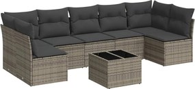 vidaXL Set canapele de grădină cu perne, 8 piese, gri, poliratan