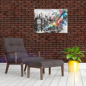 Tablou pe sticlă - Viața industrială (70x50 cm)