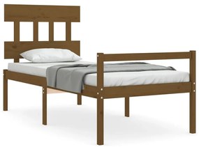 3195409 vidaXL Cadru de pat senior cu tăblie, 100x200 cm maro miere lemn masiv