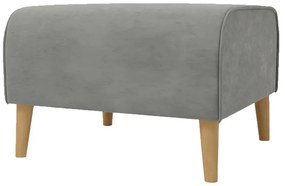 Taburet gri deschis cu tapițerie din catifea Carole – Ropez