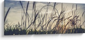 Tablou cu flori de câmp (cu ceas) (90x30 cm)