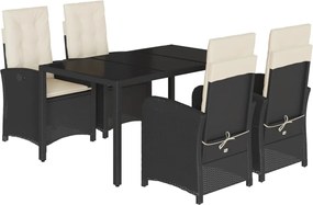 vidaXL Set mobilier de grădină cu perne, 5 piese, negru, poliratan