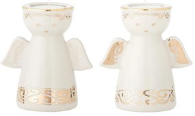 Sfeșnice pentru lumânări pastilă 2 buc. din gresie Faella – Bloomingville