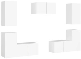 Set dulapuri TV, 7 piese, alb, PAL Alb, 60 x 30 x 30 cm, 1