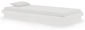 819938 vidaXL Cadru de pat single, alb, 90x190 cm, lemn masiv