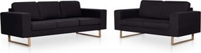 vidaXL Set de canapele, 2 piese, negru, material textil