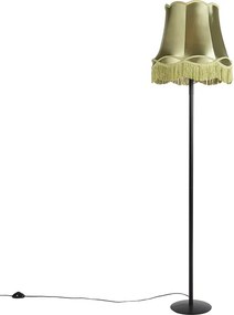 Lampă de podea retro neagră cu abajur verde în stil bunicii 45 cm - Simplo
