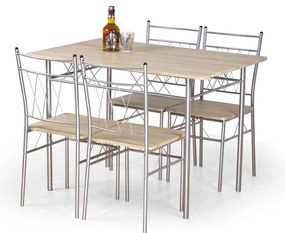 Set de sufragerie Faust 4+1, stejar sonoma / argintiu