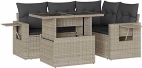 vidaXL Set canapele de grădină cu perne, 5 piese gri deschis poliratan