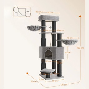 Copac pentru pisici ONYX, 50x50x160cm, gri/negru Feandrea