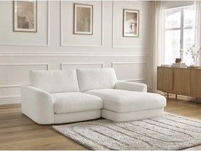 Colțar alb cu tapițerie din țesătură bouclé (cu colț pe partea dreaptă/cu șezlong) Leonore – Bobochic Paris