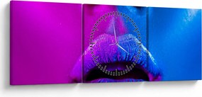 Tablou - Imaginea buzelor colorate (cu ceas) (90x30 cm)
