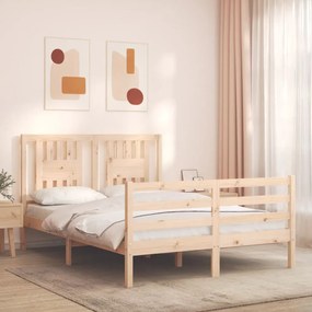3194541 vidaXL Cadru de pat cu tăblie, dublu mic, lemn masiv