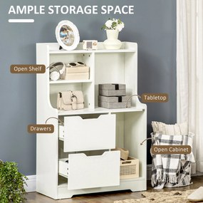 Dulap de camara HOMCOM din MDF cu 2 sertare si rafturi deschise pentru living si bucatarie | Aosom RO