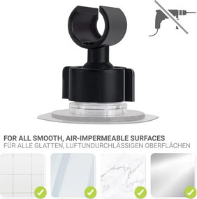 Suport pentru capul de duș negru autoadeziv din plastic Libertà – Wenko