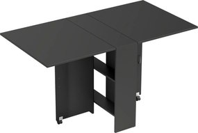 HOMCOM Masă Pliantă din Lemn cu Roți, pentru 4-6 Persoane, 75x140x75 cm, Negru | Aosom Romania