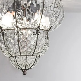 Plafonieră SIRU CLASSIC 3xE14/40W/230V d. 25 cm transparent/negru sticlă venețiană