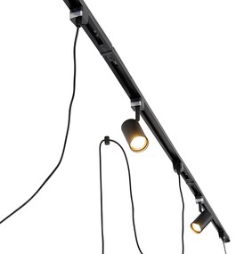 Sistem de șine monofazat cu 3 spoturi și 3 lămpi suspendate negre - Cavalux Jeana