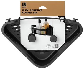 Raft pentru baie negru autoadeziv, pentru colț, din plastic Flex Adhesive – Umbra