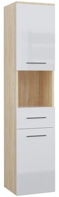MEBLINE Dulap de baie montat pe perete LUPO / TIPO LP1 Stejar artisan / Alb Gloss