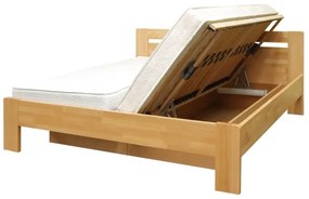 Pat dublu cu somieră și spațiu de depozitare din lemn masiv AMARA 180x200 cm fag