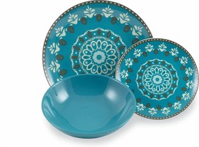 Set 18 farfurii din gresie și porțelan Villa d'Este Cala, multicolor