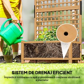 Outsunny Jardinieră înălțată cu Spalier și Acoperiș, Ghiveci, Strat de Flori, rezistent la intemperii, Lemn, 90 x 45 x 183 cm, Maro | Aosom Romania
