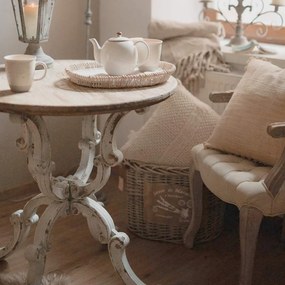 Deco masa rotunda Rococo din lemn 79 cm