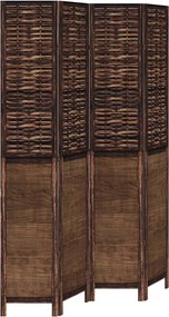 vidaXL Paravan cameră 4 panouri, maro închis, lemn masiv paulownia