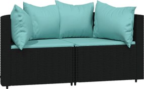 vidaXL Canapele de colț de grădină cu perne 2 buc. negru poliratan