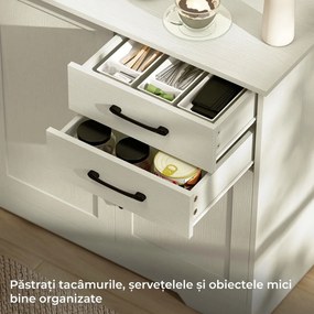 HOMCOM Mobilier bucătărie cu 2 sertare și 3 dulapuri, polițe reglabile, 120x38x79 cm, crem | Aosom Romania