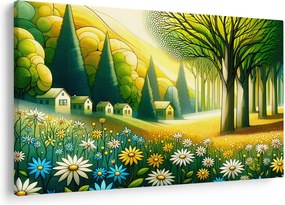 Tablou - Sat în galben-verde (90x60 cm)